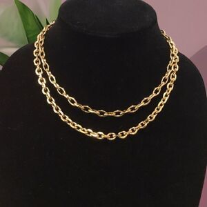 BOLD STATEMENT LAYERED GOLD CHAIN LINK NECKLACE